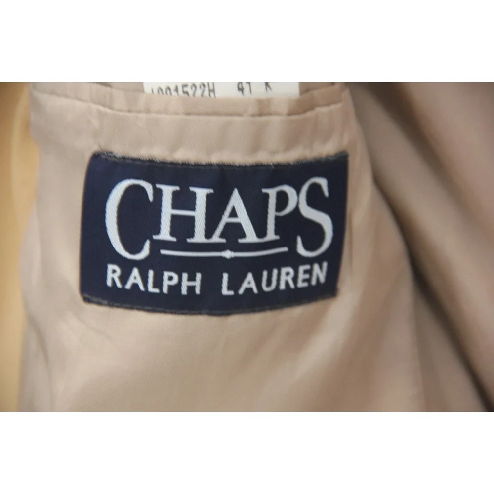Chaps Ralph Lauren Tan Microfiber 3 Button Blazer Jacket 41R Preppy Old Money